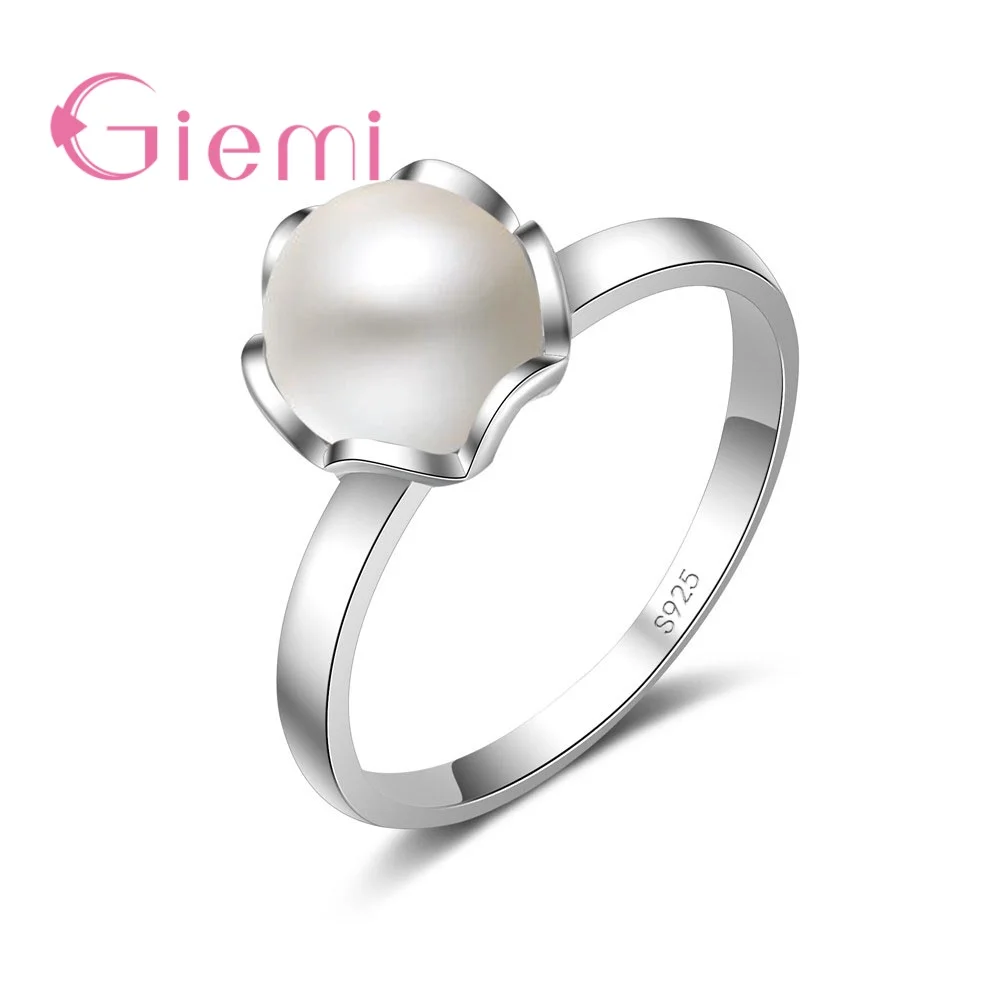 Для женщин девушки фестиваль подарок классические белые жемчужные кольца AAA натуральная 925 пробы Серебряные ювелирные изделия подарок