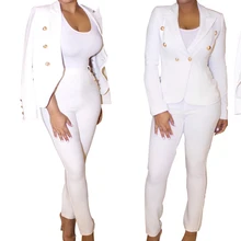 Бизнес наряд офисные Осень/Зима Женская мода пальто с длинными рукавами верхняя одежда Пиджаки Штаны костюмы кардиган H3091