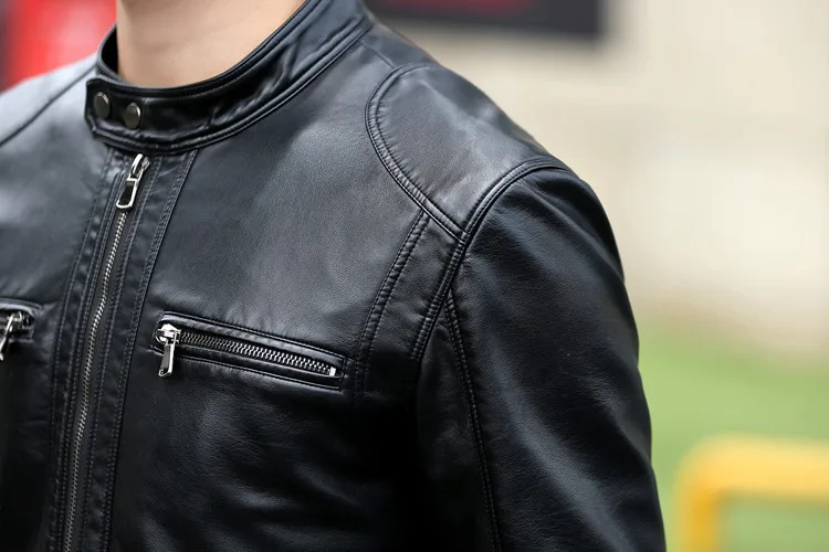 NaranjaSabor весна осень мужские кожаные куртки со стоячим воротником пальто мужские мотоциклетные тонкие верхняя одежда мужская брендовая одежда 5XL N403