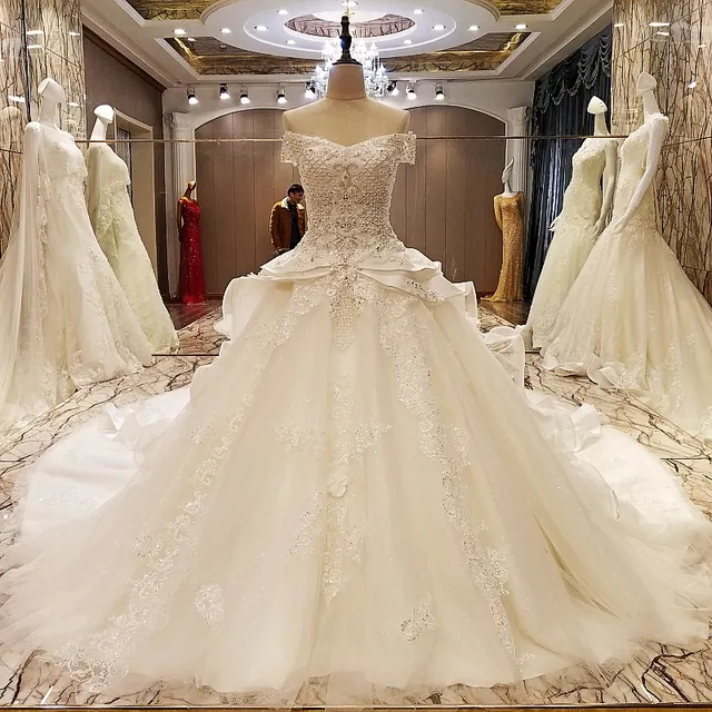 Short Sleeve Wedding Dress Bling