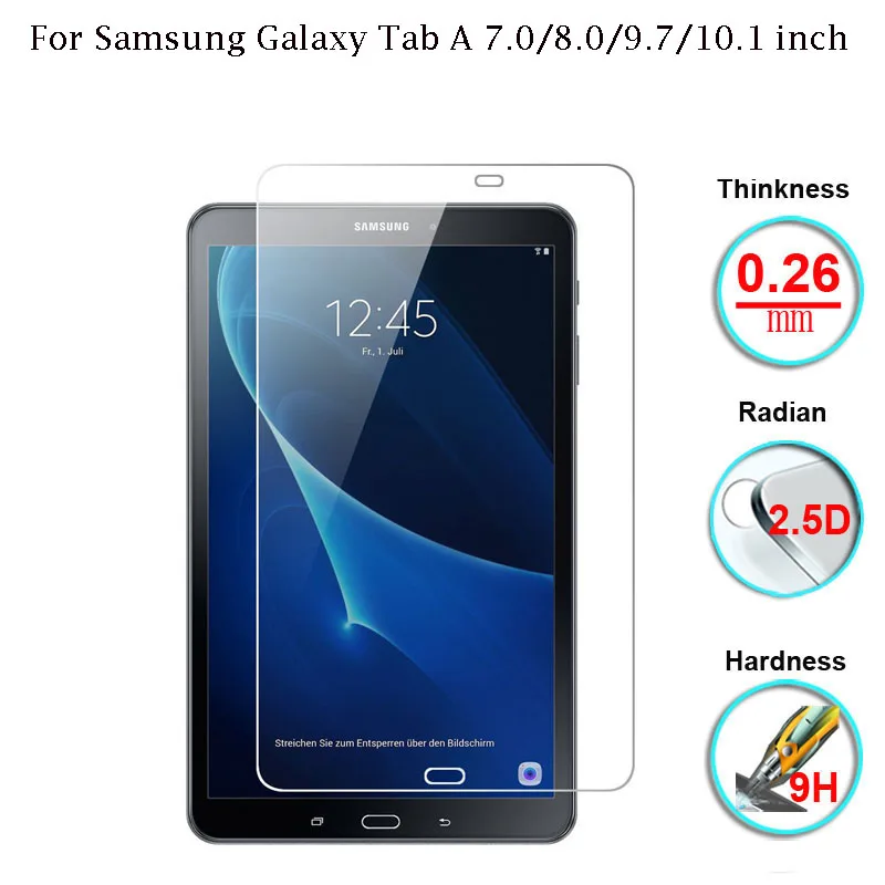 Закаленная пленка для samsung Galaxy Tab A 7,0 8,0 9,7 10 10,1 дюймов T280 T285 T350 T355 T550 T580 T585 Ultra Clear Экран протектор