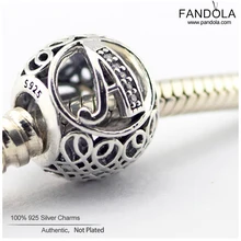 Настоящее серебро 925 пробы винтажные буквы алфавита талисманы бусины женские браслеты ручная работа ювелирный