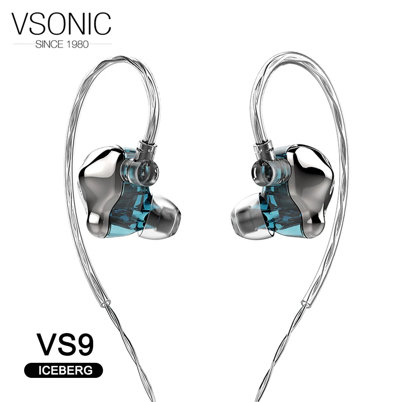 Динамический драйвер VSONIC VS9 ICEBERG Hi Fi наушники вкладыши флагманские IEM с 2 штырьками