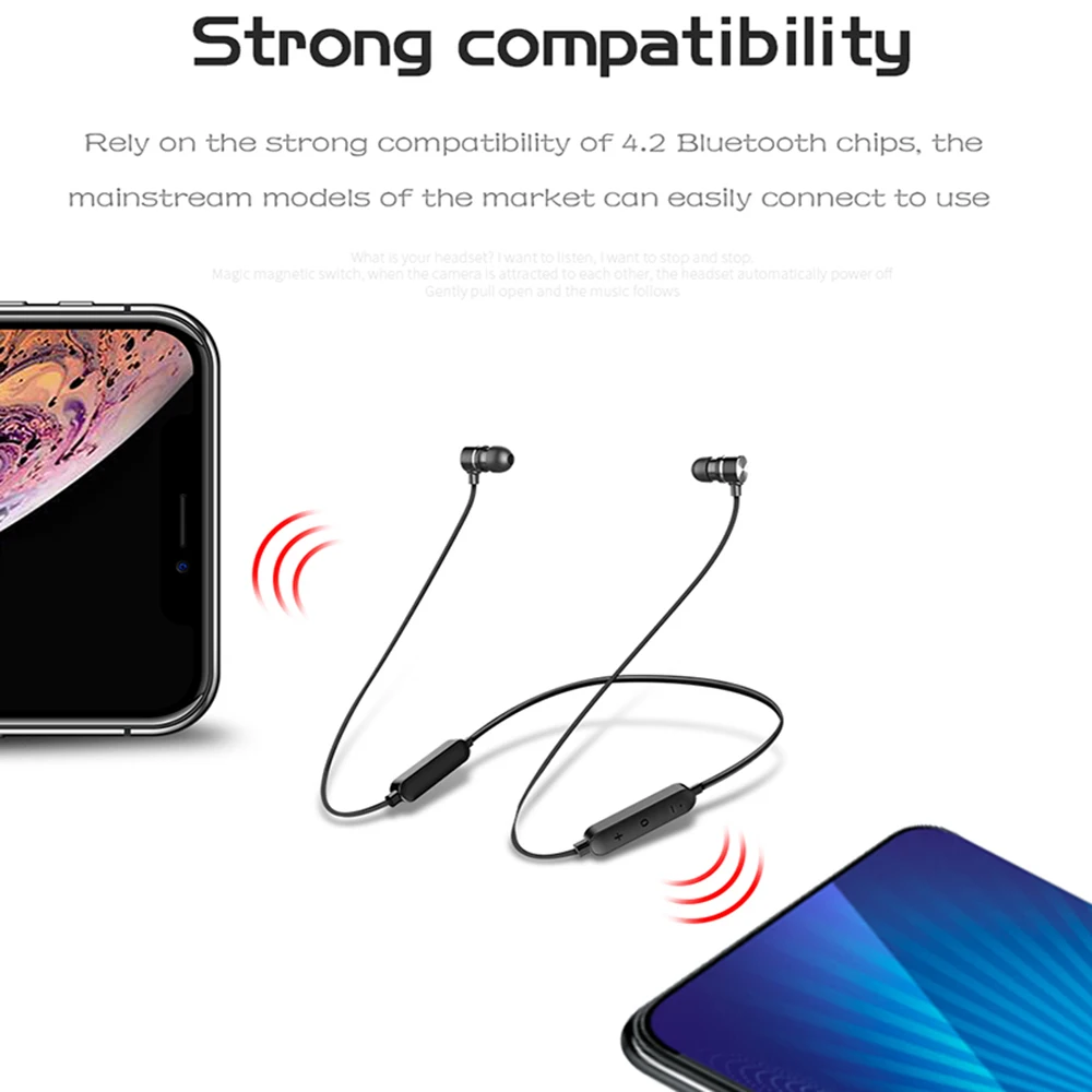 Neckband Bluetooth наушники 130 мАч магнитные беспроводные Спортивная гарнитура стерео