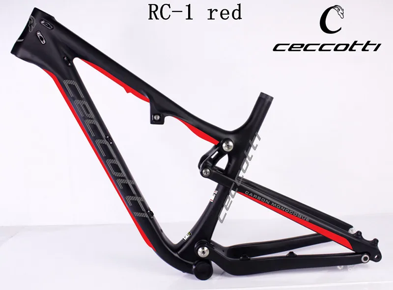 УГЛЕРОДНЫЙ велосипед RC-1 углеродное волокно для велосипеда 27.5er полностью подвесная рама углеродного волокна MTB углеродный T1000 гоночный велосипед Ceccotti - Цвет: RC-1 Red 27ER  18