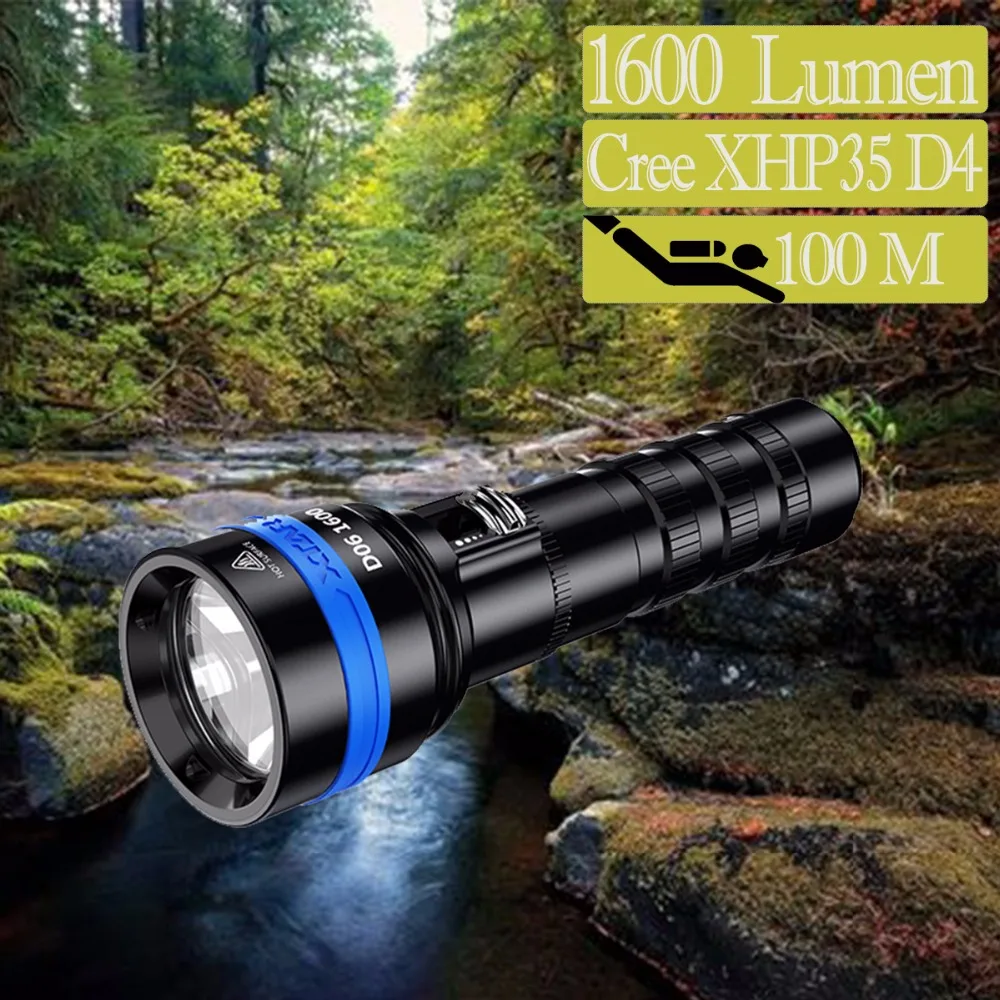 Фонарик для дайвинга XTAR D06 1600 CREE XHP35 D4 макс. люмен расстояние луча 430 м магнитный