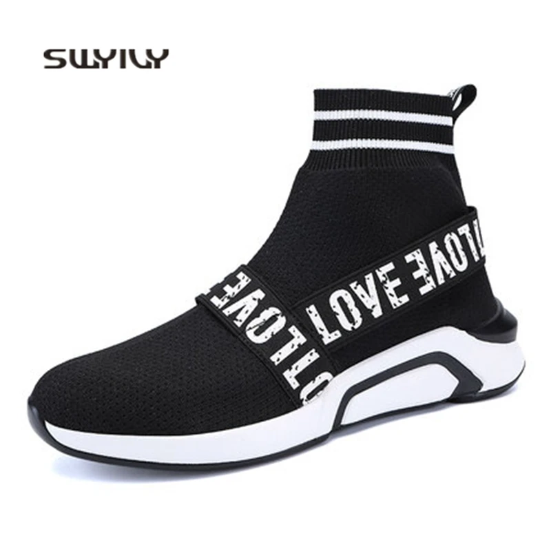 SWYIVY Unisex Running Shoes Breathable High-top Socks Shoes 2018 New Men