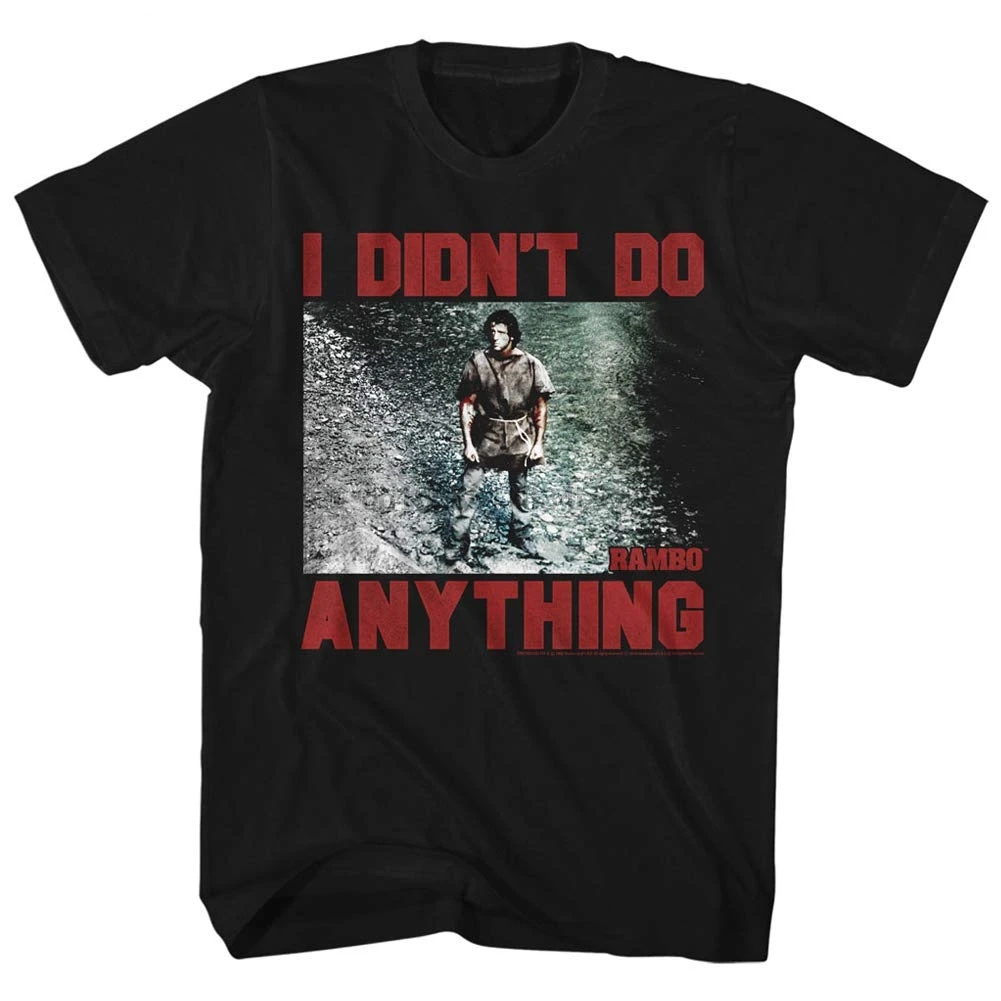 

Rambo 1980s Action Thriller War Movie Didn Do Black Adult T-Shirt Tee Printed T Shirt Boys Top Tee Shirt Cotton Plus Size
