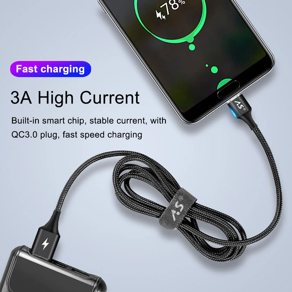 AS المصغّر usb كابل 1 m المغناطيسي ل Xiaomi Redmi ملاحظة 3A سريع شحن شاحن USB للهاتف المحمول كابل بيانات لسامسونج S7 LG