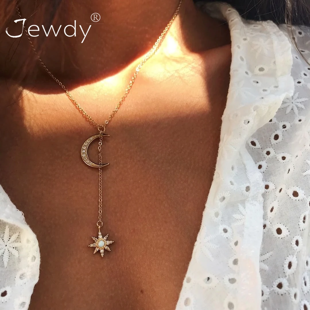 

New Boho Jewelry Multi Layer Crystal Moon Star Choker Necklaces for Women Vintage Fashion Pendant Vintage Collier Necklace