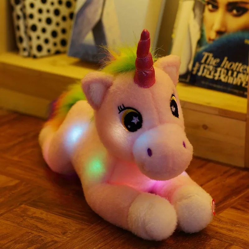 Светодиодная плюшевая игрушка единорог светящийся Единорог Мягкая игрушка для детей - Цвет: Розовый