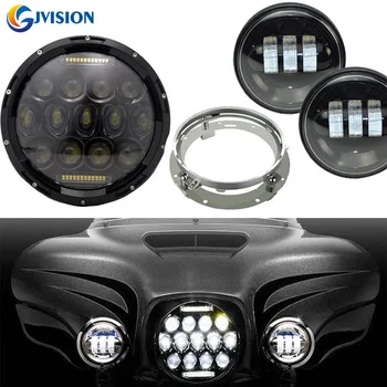 

7 INCH LED Motorcycle headlight 12V Waterproof headlamp with Matching passing foglights with Mounting Bracket ring for Harley