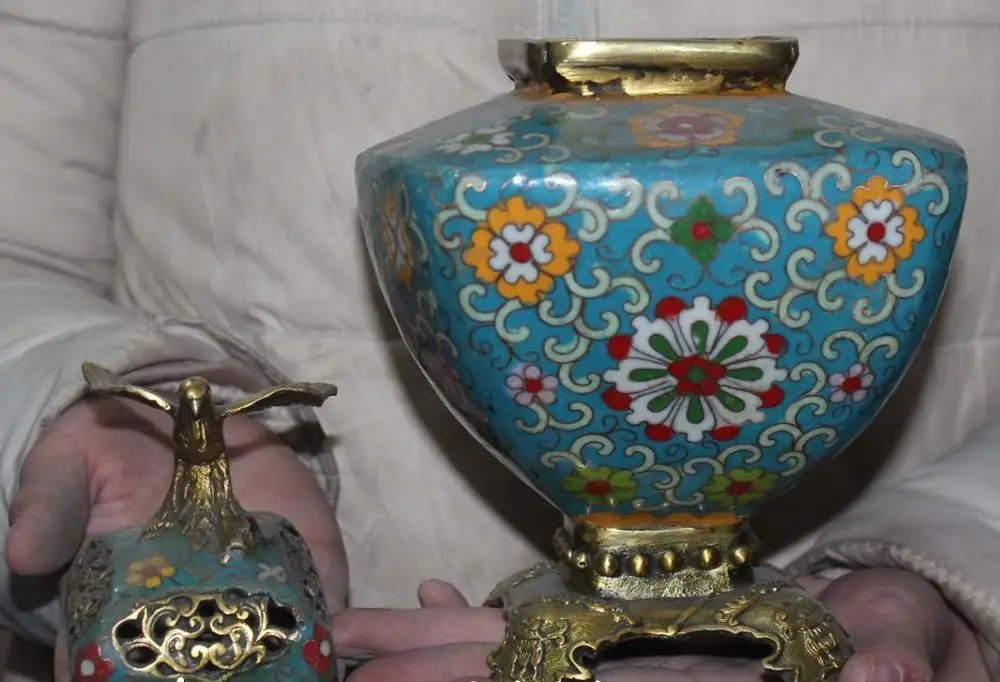 Бесплатная доставка 9 &quotКитайская перегородчатая эмаль позолоченная птица
