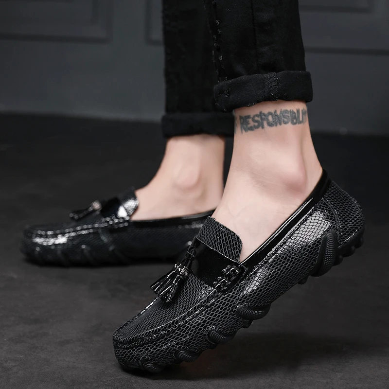 

big size 48 Italian style genuine Leather Man Loafers shoes Designer Slip On Driving Shoes Men Luxury Brand Soft Loafers shoes 4