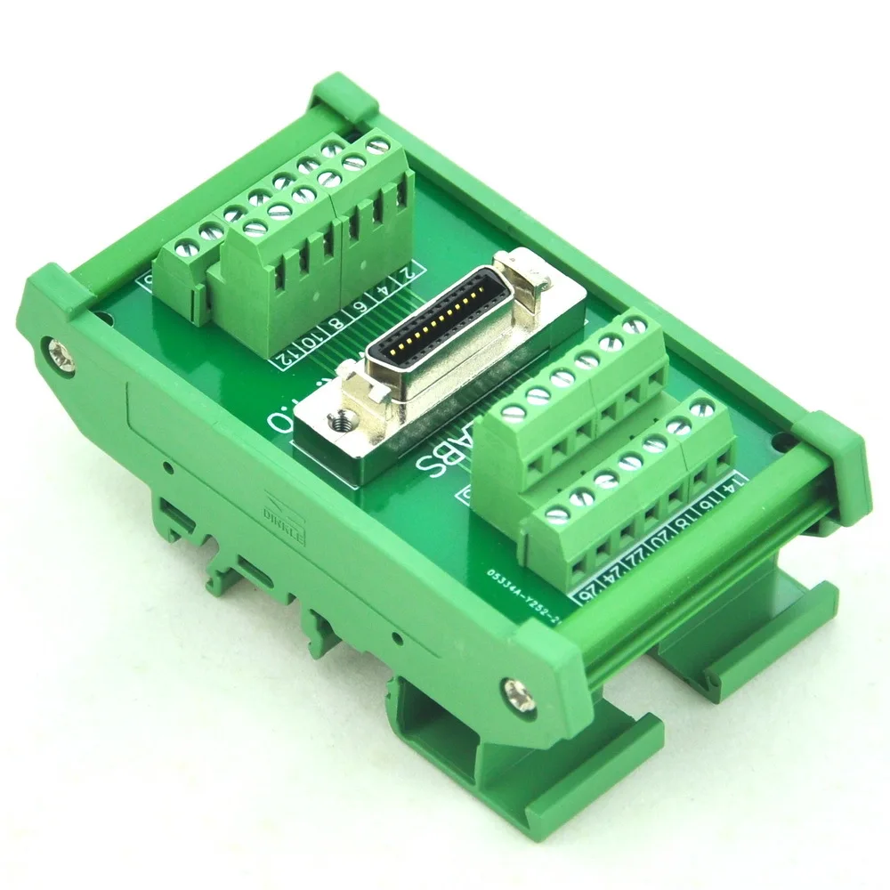 

DIN Rail Mount 26-pin 0.05" Mini D Ribbon/MDR Female Interface Module, SCSI.