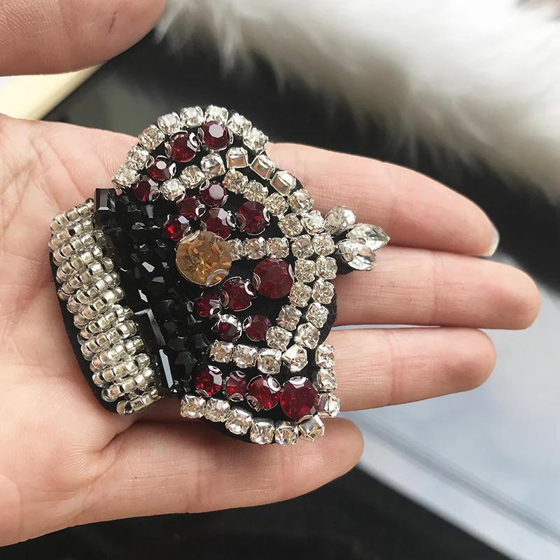 

Beaded beading Rhinestones Crown Patches crown beaded Embroidery Applique Motif Embossing Badges Sew on for Craft Clothes