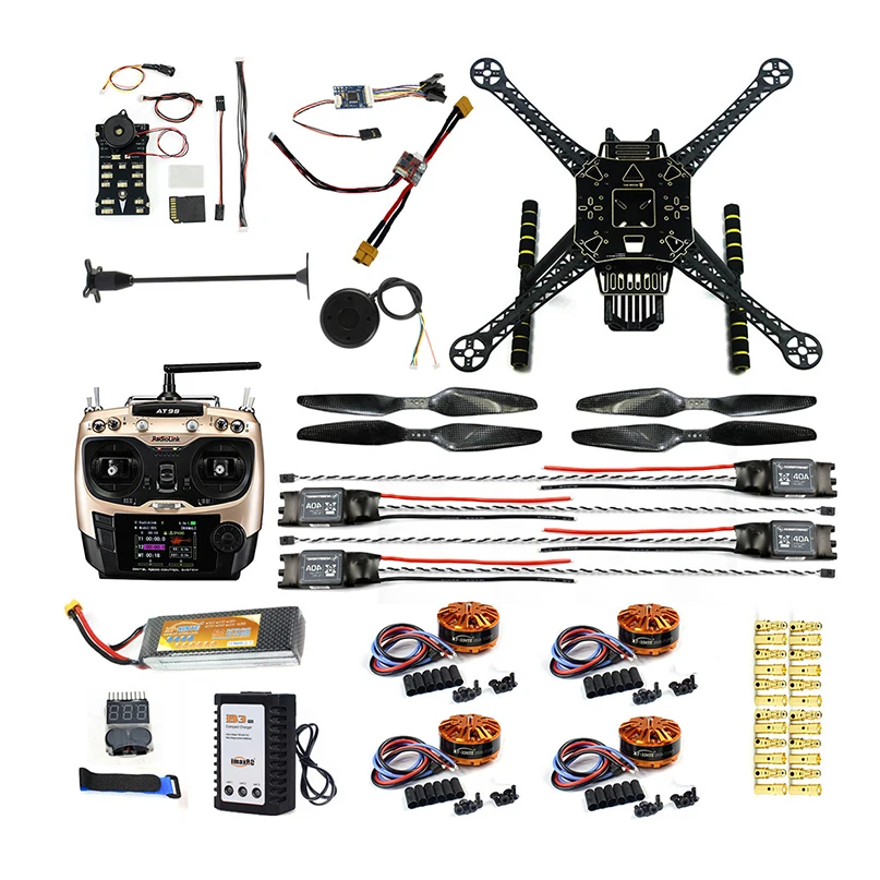 Полный набор «сделай сам» для радиоуправляемого летательного аппарата FPV S600 4 оси аэроскоптер w/Pix2.4.8 полета Управление gps 7 м 40A ESC 700kv двигатель AT9S TX RX Батарея