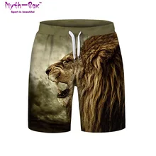 Летние мужские пляжные шорты для занятий водными видами спорта, брюки с 3D принтом льва, мужские свободные шорты для серфинга, быстросохнущие мужские плавки для занятий спортом и серфингом