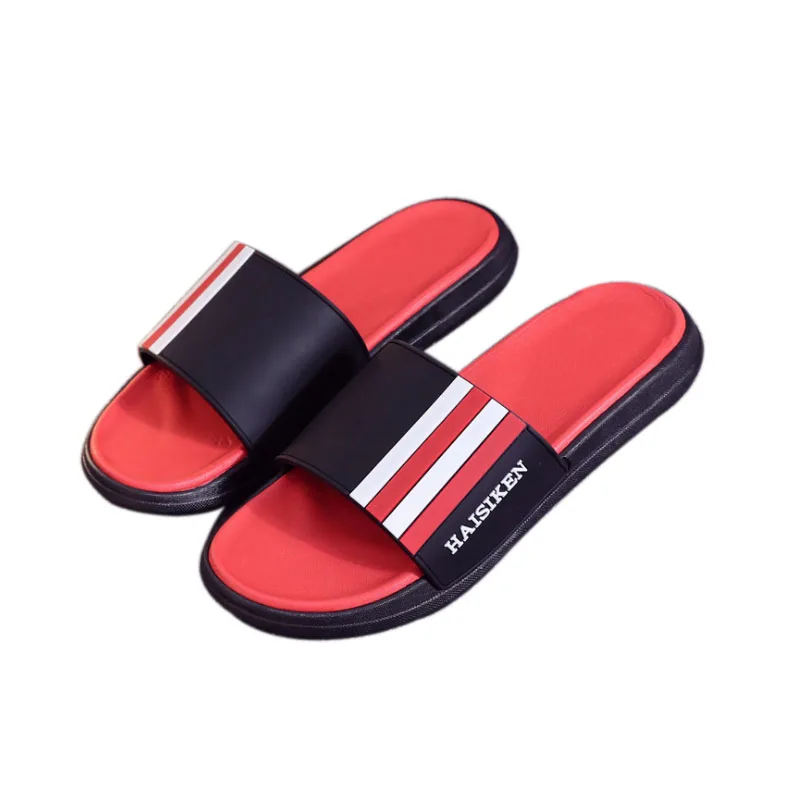 Men's Summer Outdoor Non-slip Slippers Fashion Leisure Slides New Arrival Drop Shipping Beach Slippers Flip Flops - Цвет: Black and red