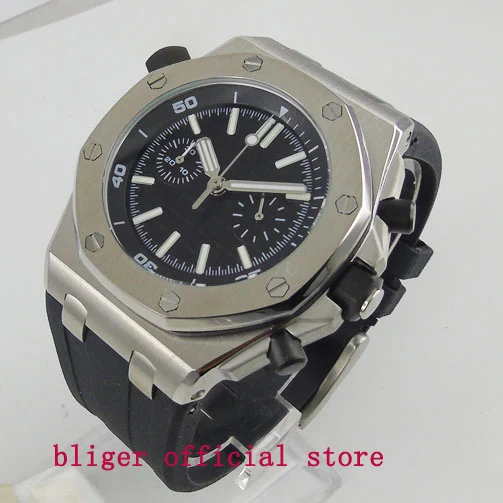 

Sport Summer Style Fashional 43mm Black Dial Quartz movement mens Watch Multifuntion wristwatch rubber strap