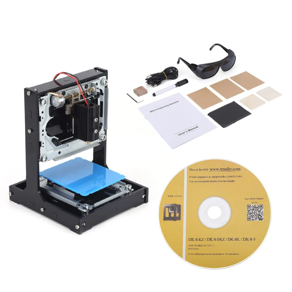 

500mW USB DIY Laser Printer Engraver Laser Engraving Machine with Wrench Laser Protective Glasses TF Card etc Accessory