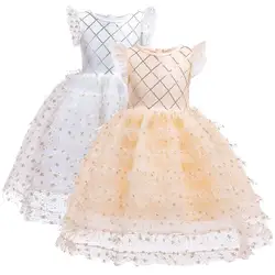 Платье принцессы с цветочным рисунком для маленьких девочек; праздничное платье подружки невесты на День рождения; свадебное платье;