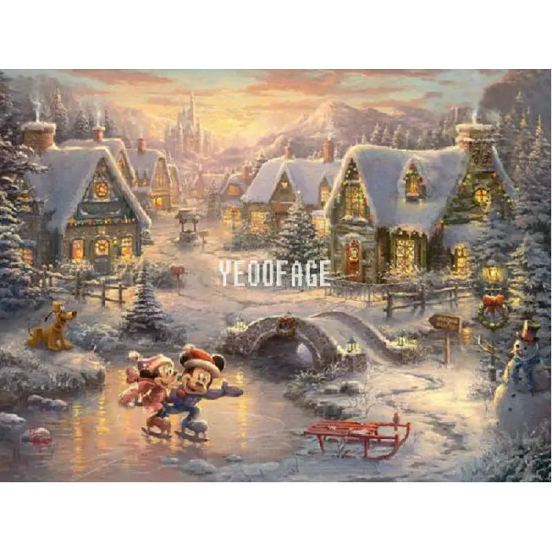 

5D Diamond embroidery Mickey mouse diy diamond painting cross stitch Christmas scenery full square rhinestone mosaic