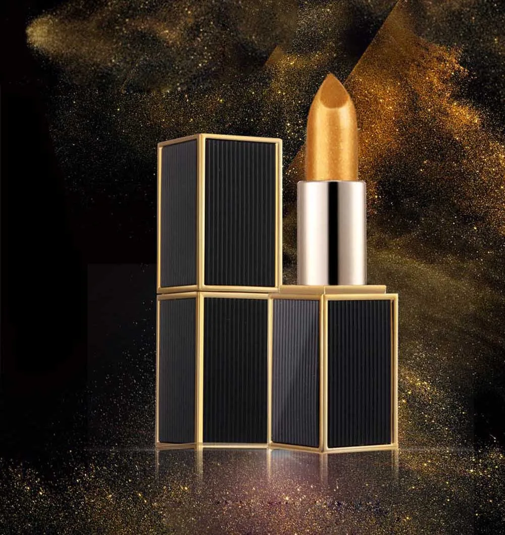 

Lipstick Women Shimmer Gold Lipstick Glitter Pigment Metallic Lip Gloss Long Lasting Eyeshadow Lip Makeup Tool A350409