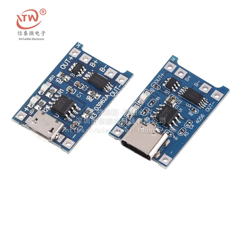 

type-c / Micro USB 5V 1A Mini 18650 TP4056 Lithium Battery Charger Module Charging Board With Protection Dual Functions Li-ion