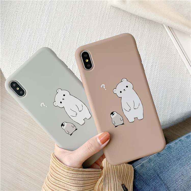 

Cartoon Cute Daze Bear penguin Couple Phone Case For iPhone X XR XSMAX Case For iphone X 6 7 8 Plus Soft TPU Back Cover Cases