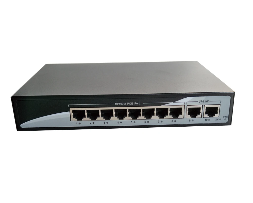 Полный fast Ethernet 8CH POE коммутатор 10/100 м 250 м Long Distance 150 Вт DC 2 LAN RJ45 uplink Порты