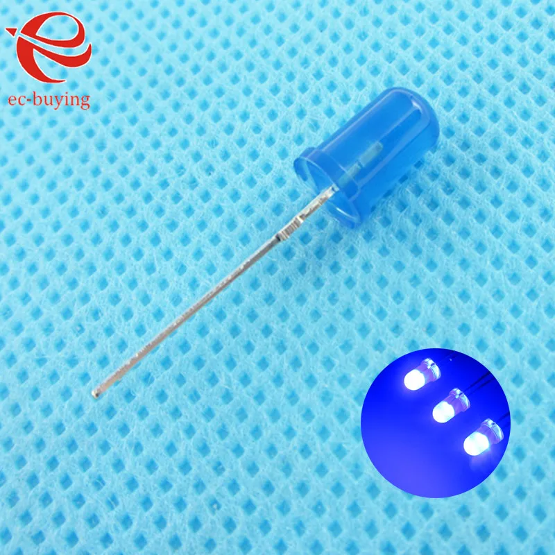 

5mm LED Blue Diffused Round Light-Emitting Diodes Lamp Bead DIP Plug-in Through Hole Bulb Wide Angle 5 mm 100 pcs /lot