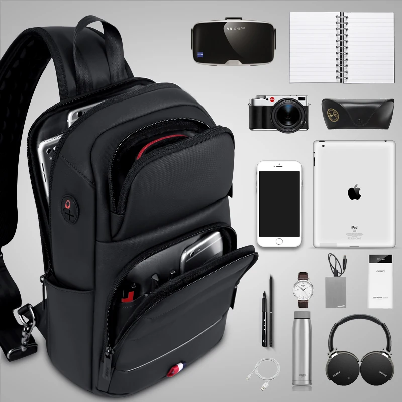 سندات شركة الرجال واحد الكتف حقيبة ساعي أكسفورد USB شحن ماء عالية قدرة الصدر حقيبة رافعة السفر Crossbody حقيبة 2019 جديد