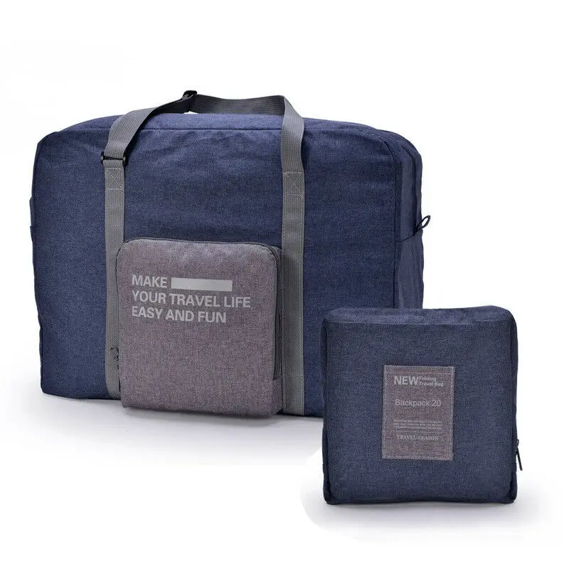 Складная портативная дорожная сумка большой емкости для мужчин и женщин универсальная водонепроницаемая сумка для хранения одежды - Цвет: Синий