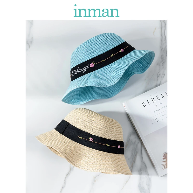 

INMAN 2019 Summer Spring Lady Color Contrast Hat Women Holiday Season Letter and Flower Embroidery Pattern Hat