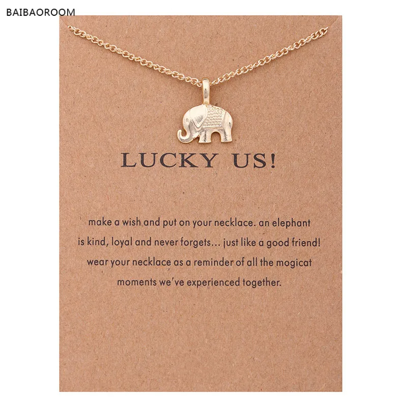 Fashion Gold Palted Lucky Us Elephant Chain Necklace Women Jewelry