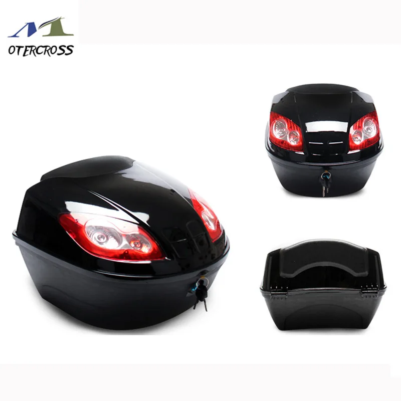 

Universal Motorcycle Rear Storage Box Tail Luggage Trunk Case Toolbox Scooter Motorbike Storage Helmet With Safety Lock Buckle