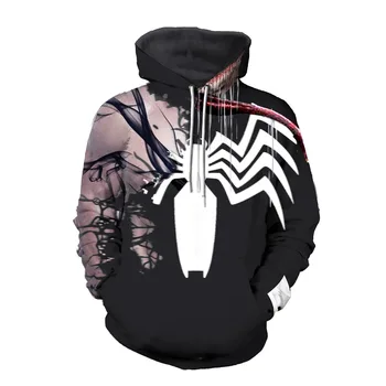 

Free shipping woman and man's Marvel Comics new venom Spiderman Cosplay anime 3D hoodie cosplay costume daily wear JQ-2608