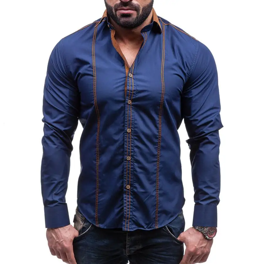 2017 Men S Casual Shirt Fashion Brand Clothing Slim Men S Long Sleeve Shirt White Casual
