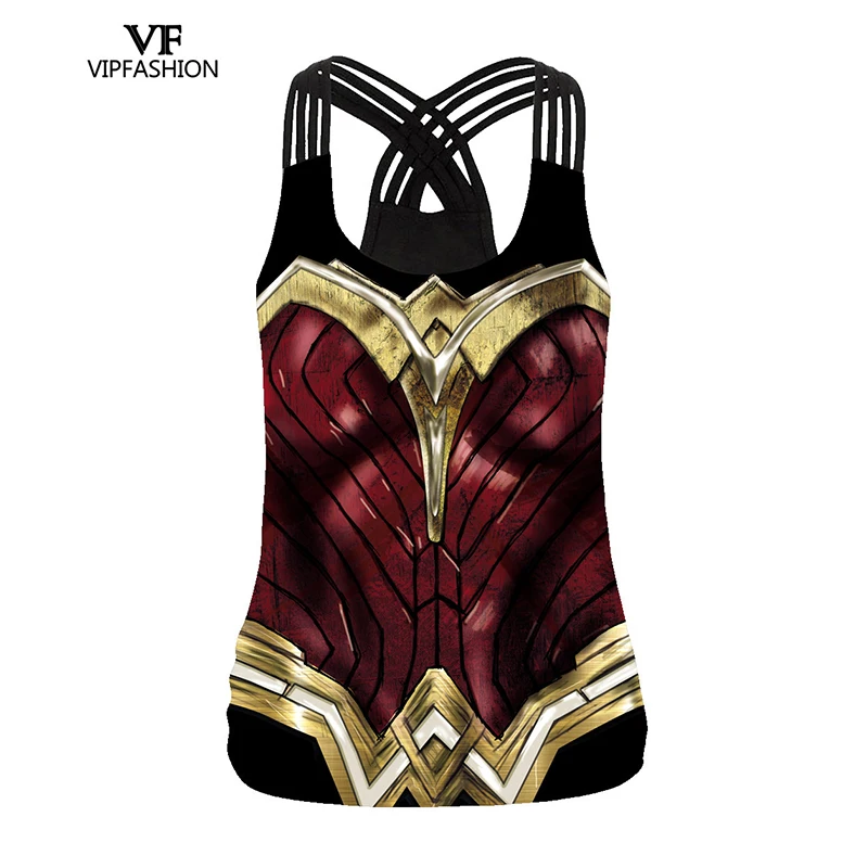

VIP FASHION 2019 New Justice League Movie Super Hero Wonder Woman Cosplay Cross Vest Breathable Sleeveless Tank Tops