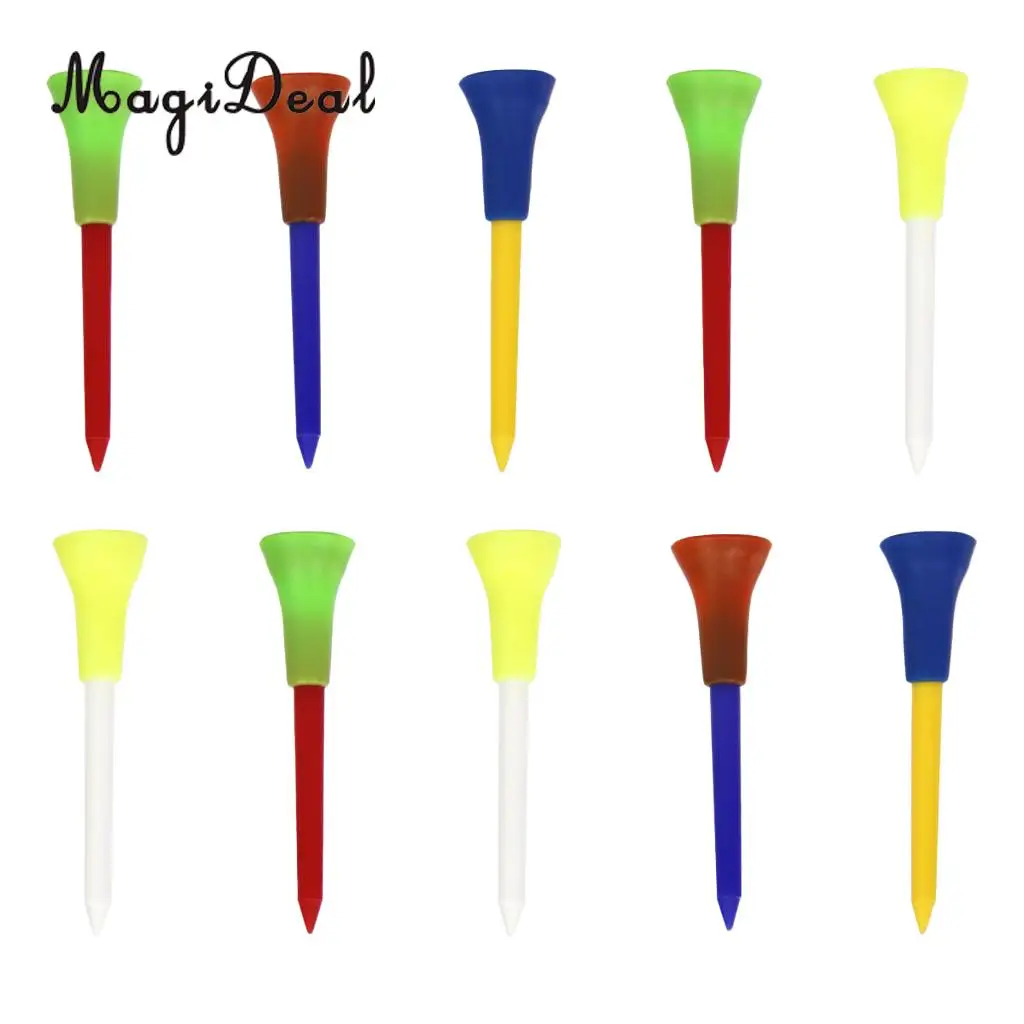 New Arrivals 10x Golf Plastic 2 Layer Tees rubber Sleeve Ball Nail 70mm Golf Accessories -Random Color Golf Clubs Equipment