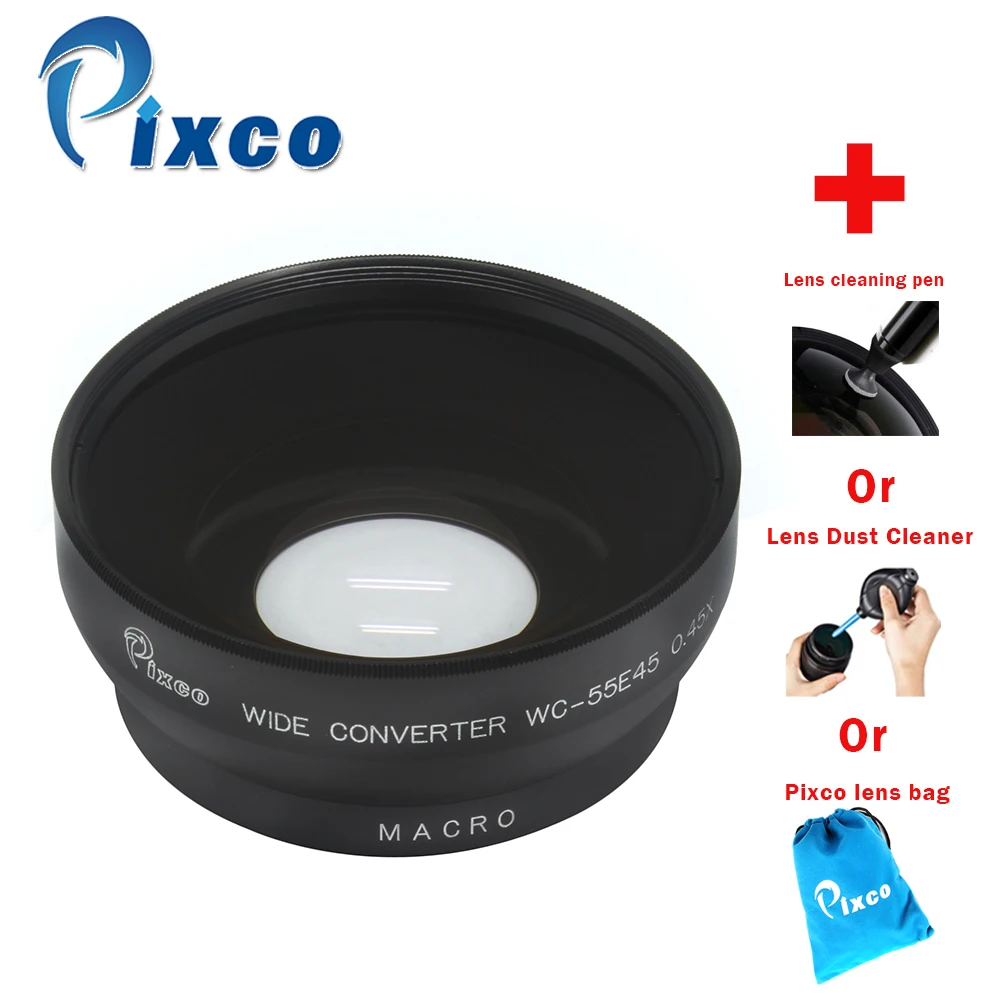 

Pixco 55mm 55 mm 0.45x Wide-Angle Lens With Macro lens +with cleaning Pen/ with dust cleaner /with lens bag