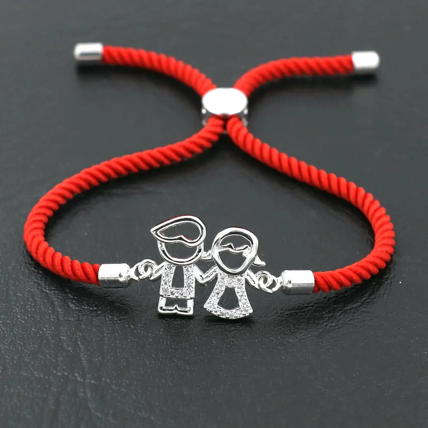 

Romantic Inlay Micro Zircon Boys Girls Charm Bracelet For Women Red Thread Rope Strings Couples Bracelets Girls Wedding Jewelry