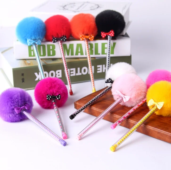 1 шт. милые Креативные цветные гелевые ручки с пушистым шариком для украшения канцелярские принадлежности Школьные принадлежности
