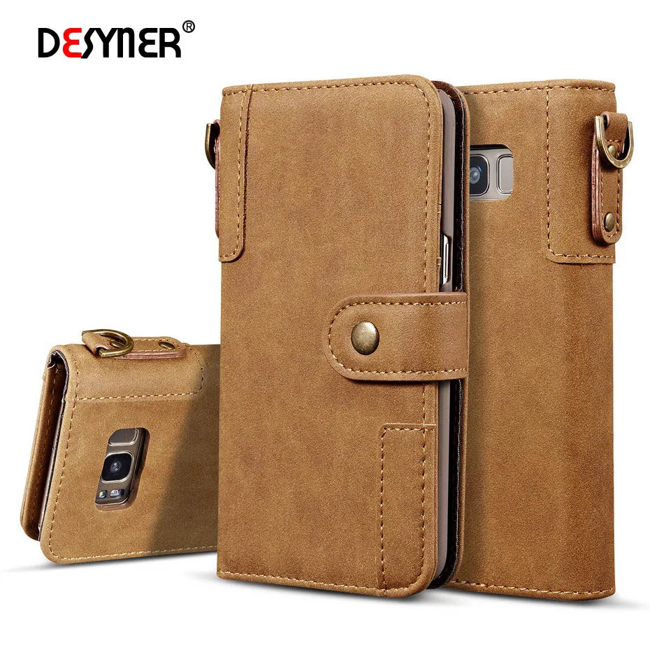 

Desyner Genuine Leather Case for Samsung galaxy S6 S7 S8 Plus Edge Note 8 Case Cover Fashion Magnetic Wallet Card Slot Phone Bag