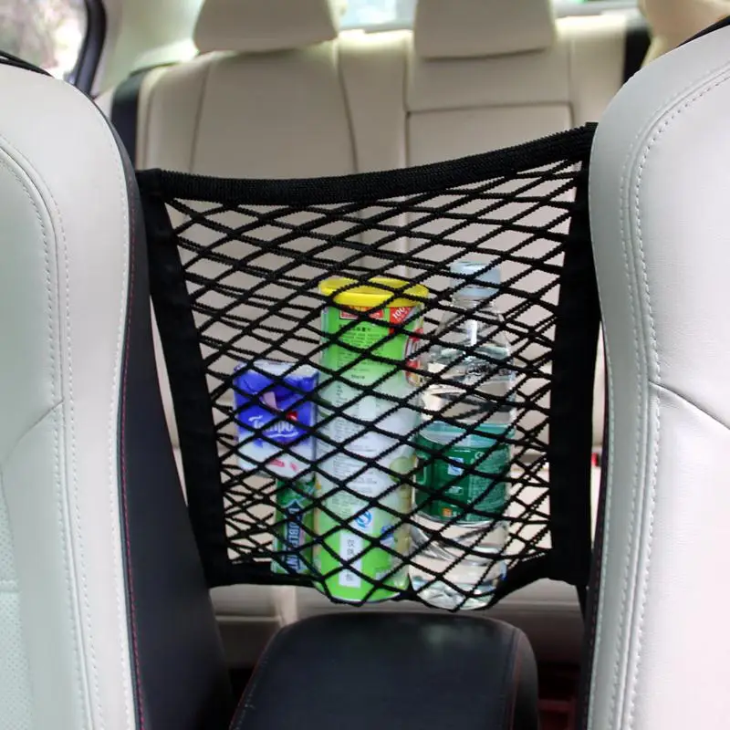 

Universal Car Seat Back Storage Elastic Mesh Net Bag Luggage Holder Pocket Sticker Trunk Organizer Strong MagicTape Car-stylingX
