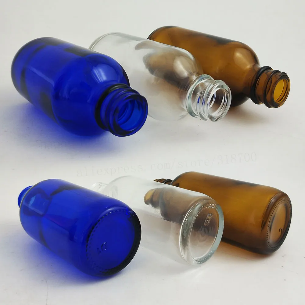 Conta-gotas de Vidro Claro para os Óleos Cobalto Frasco Âmbar Azul Essenciais Aromaterapia 2 oz Qualidade Superior Boston Recipientes Redondos 24 Pcs 60 ml 6 Beleza e saúde
