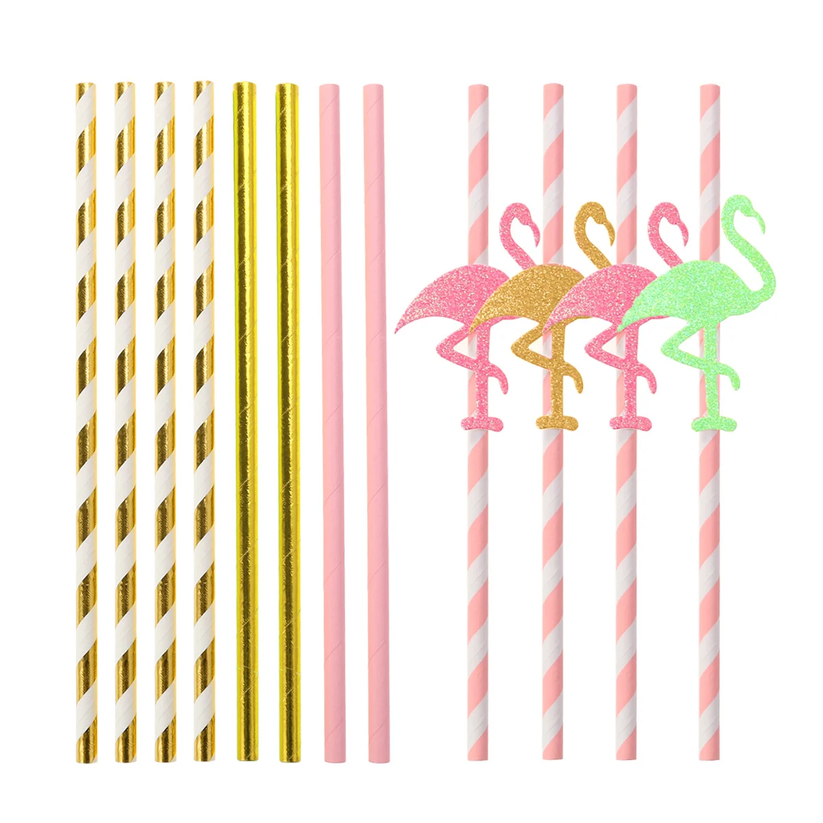 

12pcs Flamingo Decor Straw Colorful Straw For Hawaii Party Festival Gathering (Flamingo Pattern 4pcs, Simple Straw 8pcs)