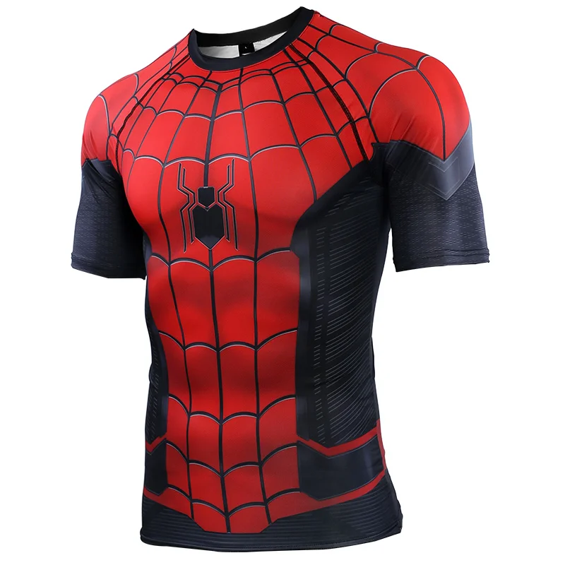 Kopen Spider Man Ver Van Huis 3D Bedrukte T shirts Mannen Compressie Shirts Raglanmouwen 2019 Korte Mouwen Cosplay Kostuum Tops mannelijke