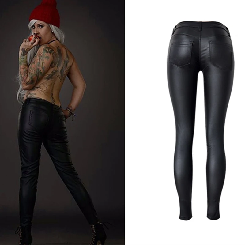 LOGAMI брюки из искусственной кожи женские эластичные кожаные брюки на молнии Leren Broeken